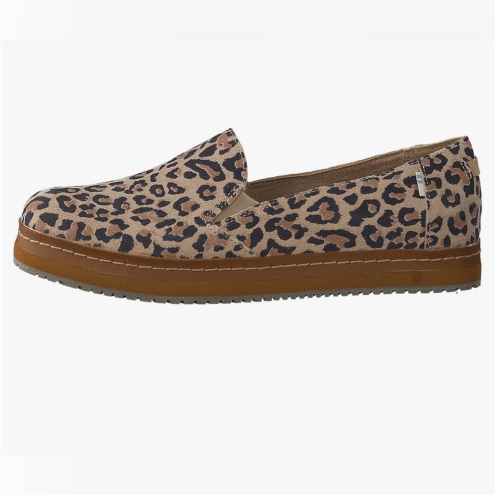 Toms Palma leather wrap slip on shoes leopard print size 8.5 EUC